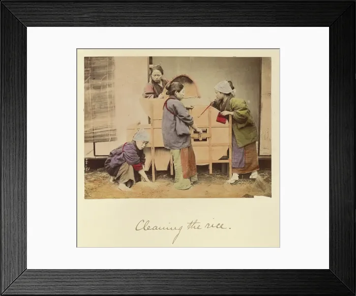 Framed Print : Cleaning the rice, about 1873-1883. Creator: Shinichi Suzuki I Framed Print : Cleaning the rice, about 1873-1883. Creator: Shinichi Suzuki I