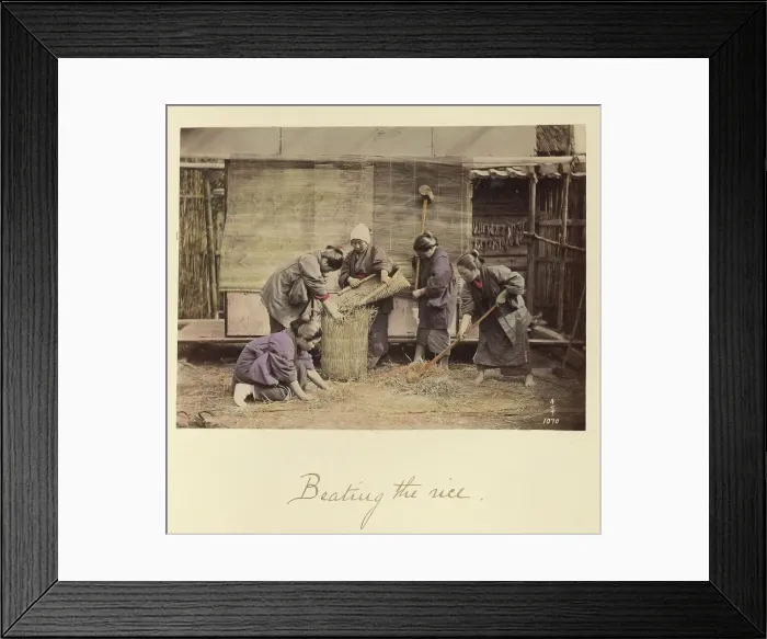 Framed Print : Beating the Rice, about 1873-1883. Creator: Shinichi Suzuki I Framed Print : Beating the Rice, about 1873-1883. Creator: Shinichi Suzuki I