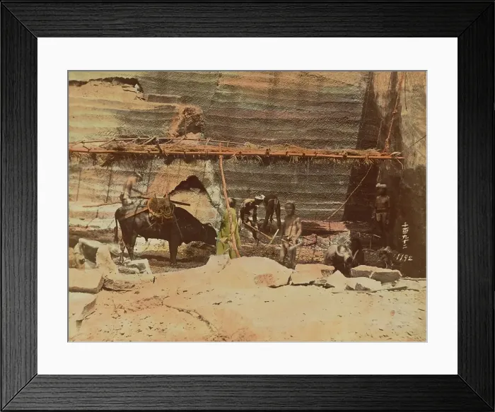 Framed Print : Quarrying Stone, about 1873-1883. Creator: Shinichi Suzuki I Framed Print : Quarrying Stone, about 1873-1883. Creator: Shinichi Suzuki I