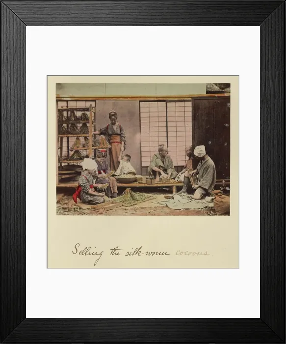 Framed Print : Selling the Silk-worm Cocoons, about 1873-1883. Creator: Shinichi Suzuki I Framed Print : Selling the Silk-worm Cocoons, about 1873-1883. Creator: Shinichi Suzuki I