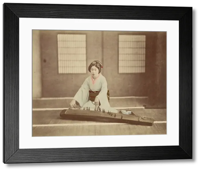 Framed Print : Japanese Woman Playing a Koto, 1865-1875. Creator: Unknown Framed Print : Japanese Woman Playing a Koto, 1865-1875. Creator: Unknown