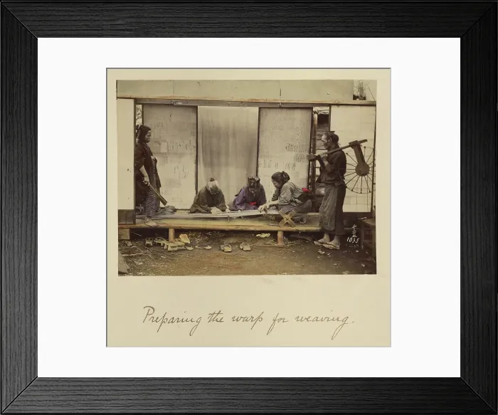 Framed Print : Preparing the Warp for Weaving, about 1873-1883. Creator: Shinichi Suzuki I Framed Print : Preparing the Warp for Weaving, about 1873-1883. Creator: Shinichi Suzuki I