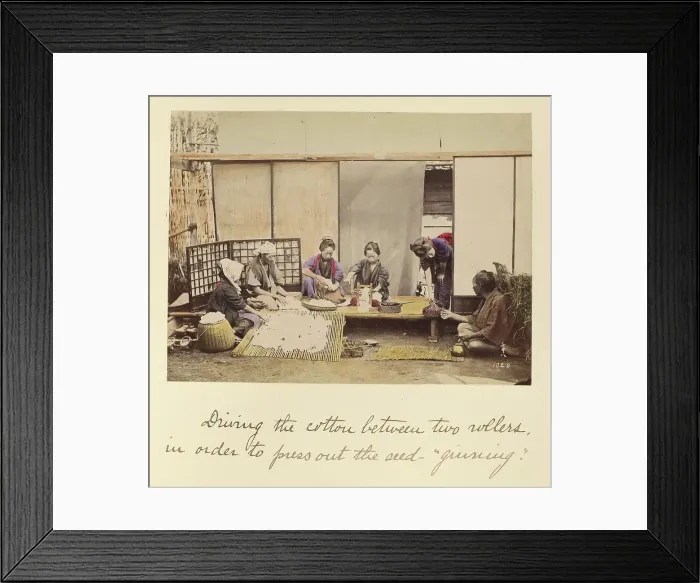 Framed Print : Driving the Cotton Between Two Rollers... about 1873-1883. Creator: Shinichi Suzuki I Framed Print : Driving the Cotton Between Two Rollers... about 1873-1883. Creator: Shinichi Suzuki I