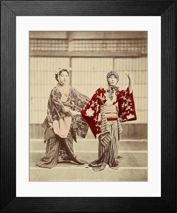 Framed Print : Two Japanese Women in Costume, about 1870-1890. Creator: Unknown Framed Print : Two Japanese Women in Costume, about 1870-1890. Creator: Unknown