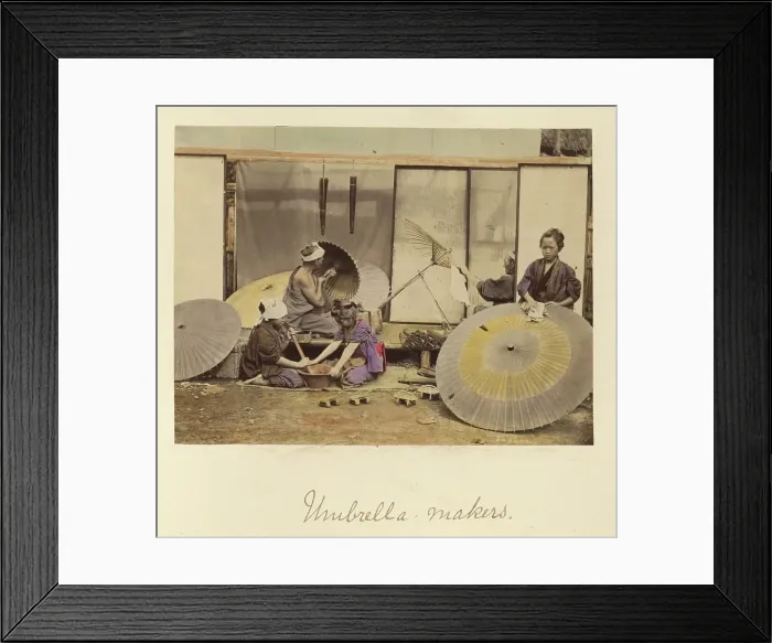 Framed Print : Umbrella makers, about 1873-1883. Creator: Shinichi Suzuki I Framed Print : Umbrella makers, about 1873-1883. Creator: Shinichi Suzuki I
