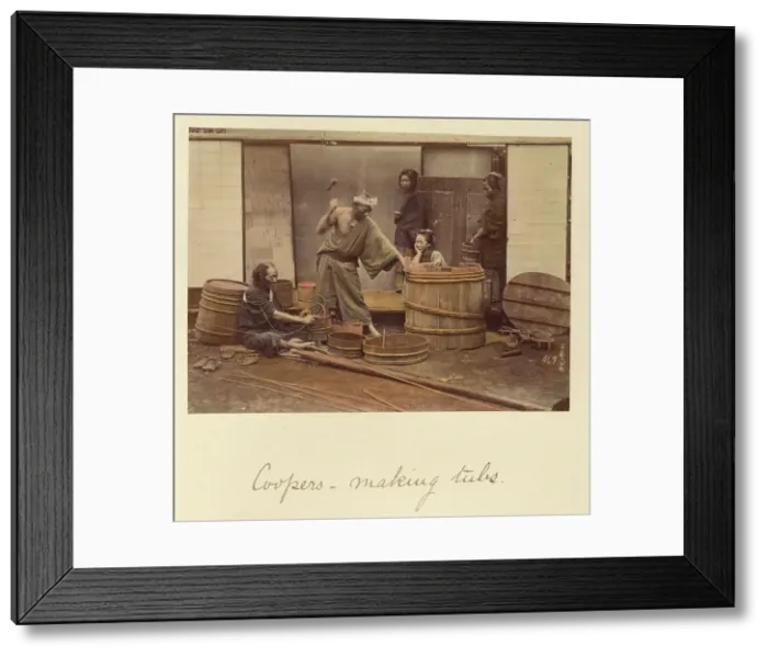 Framed Print : Coopers - Making Tubs, about 1873-1883. Creator: Shinichi Suzuki I Framed Print : Coopers - Making Tubs, about 1873-1883. Creator: Shinichi Suzuki I