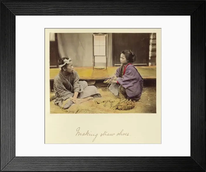 Framed Print : Making Straw Shoes, about 1873-1883. Creator: Shinichi Suzuki I Framed Print : Making Straw Shoes, about 1873-1883. Creator: Shinichi Suzuki I