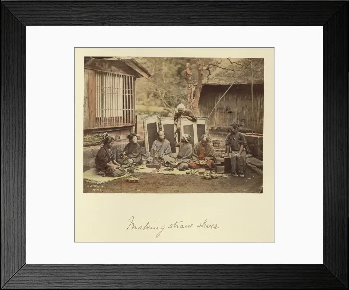 Framed Print : Making Straw Shoes, about 1873-1883. Creator: Shinichi Suzuki I Framed Print : Making Straw Shoes, about 1873-1883. Creator: Shinichi Suzuki I
