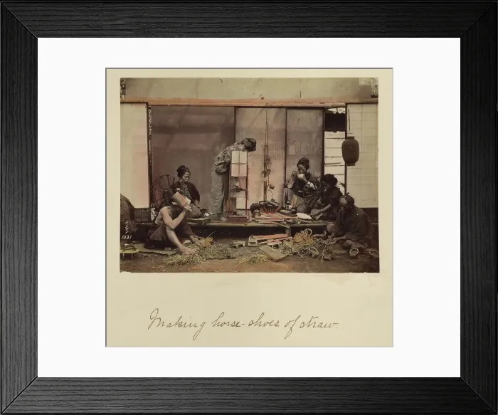 Framed Print : Making Horse-shoes of Straw, about 1873-1883. Creator: Shinichi Suzuki I Framed Print : Making Horse-shoes of Straw, about 1873-1883. Creator: Shinichi Suzuki I