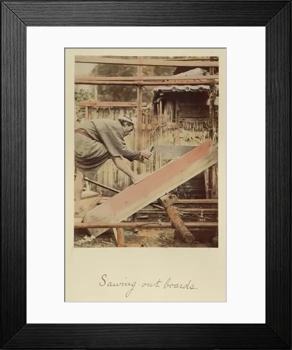 Framed Print : Sawing Out Boards, about 1873-1883. Creator: Shinichi Suzuki I Framed Print : Sawing Out Boards, about 1873-1883. Creator: Shinichi Suzuki I
