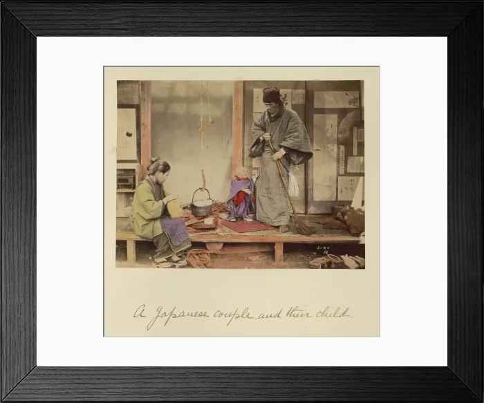 Framed Print : A Japanese Couple and Their Child, about 1873-1883. Creator: Shinichi Suzuki I Framed Print : A Japanese Couple and Their Child, about 1873-1883. Creator: Shinichi Suzuki I