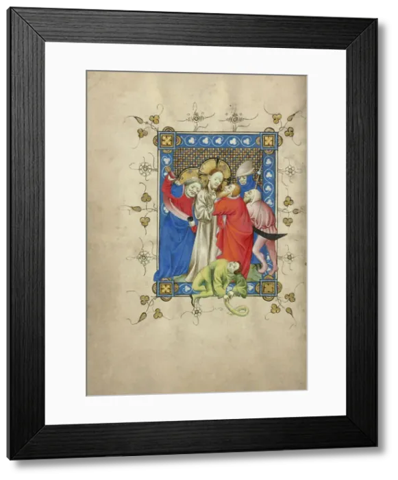 Framed Print : The Betrayal of Christ; Book of Hours, about 1405-1410. Creator: Masters of Dirc van Delf Framed Print : The Betrayal of Christ; Book of Hours, about 1405-1410. Creator: Masters of Dirc van Delf