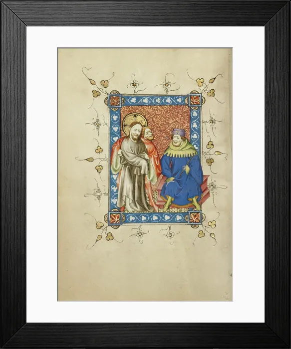Framed Print : Christ before Pilate; Book of Hours, about 1405-1410. Creator: Masters of Dirc van Delf Framed Print : Christ before Pilate; Book of Hours, about 1405-1410. Creator: Masters of Dirc van Delf