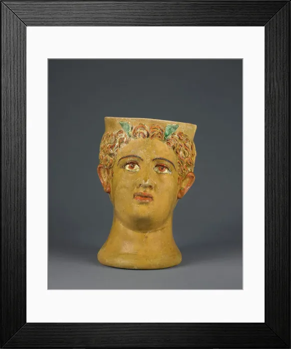 Framed Print : Lead-Glazed Head Kantharos, 1st century B.C. Creator: Likinnios Framed Print : Lead-Glazed Head Kantharos, 1st century B.C. Creator: Likinnios