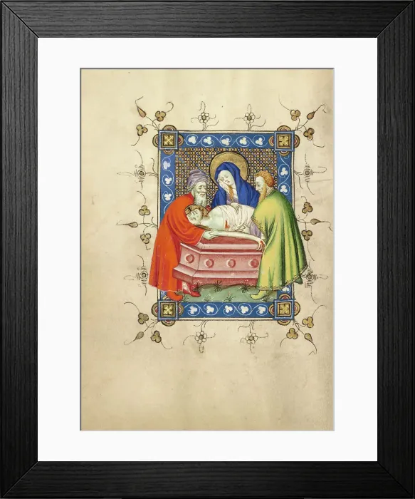 Framed Print : The Entombment; Book of Hours, about 1405-1410. Creator: Masters of Dirc van Delf Framed Print : The Entombment; Book of Hours, about 1405-1410. Creator: Masters of Dirc van Delf