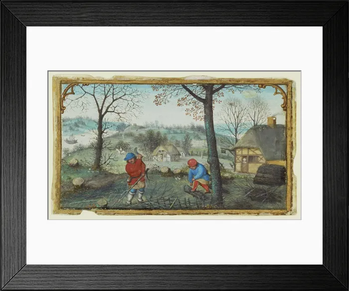 Framed Print : Gathering Twigs; Calendar Miniature from a Book of Hours, about 1550. Creator: Simon Bening Framed Print : Gathering Twigs; Calendar Miniature from a Book of Hours, about 1550. Creator: Simon Bening