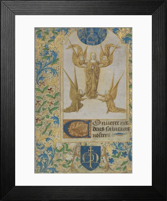 Framed Print : The Assumption of the Virgin; Leaf from a Book of Hours, early 1470s. Creator: Master of Morgan 366 Framed Print : The Assumption of the Virgin; Leaf from a Book of Hours, early 1470s. Creator: Master of Morgan 366