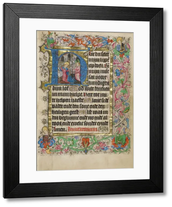 Framed Print : Initial H: The Annunciation; Book of Hours, about 1460. Creator: Master of Evert Zoudenbalch Framed Print : Initial H: The Annunciation; Book of Hours, about 1460. Creator: Master of Evert Zoudenbalch