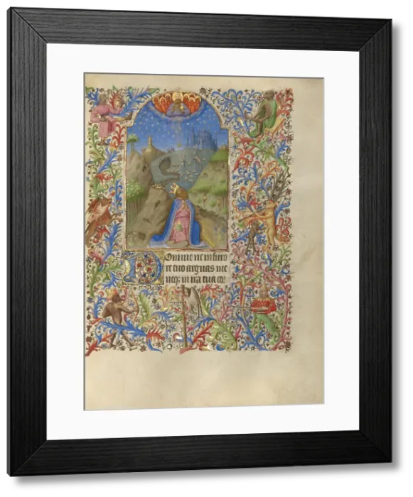 Framed Print : David in Prayer; Book of Hours, about 1420. Creator: Spitz Master Framed Print : David in Prayer; Book of Hours, about 1420. Creator: Spitz Master