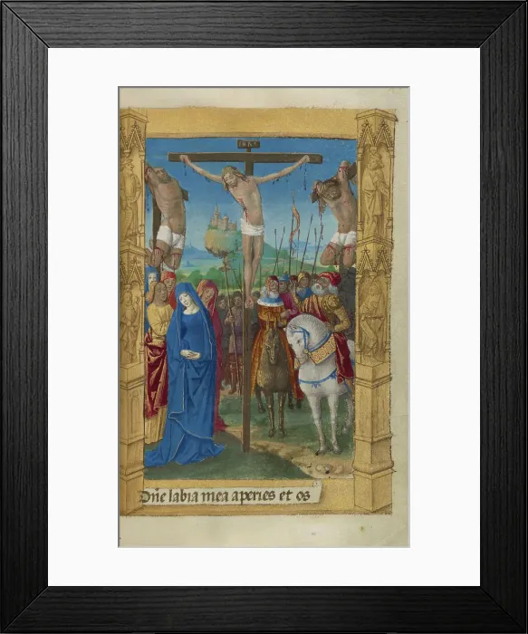 Framed Print : The Crucifixion; Book of Hours, 1478. Creator: Master of Guillaume Lambert Framed Print : The Crucifixion; Book of Hours, 1478. Creator: Master of Guillaume Lambert