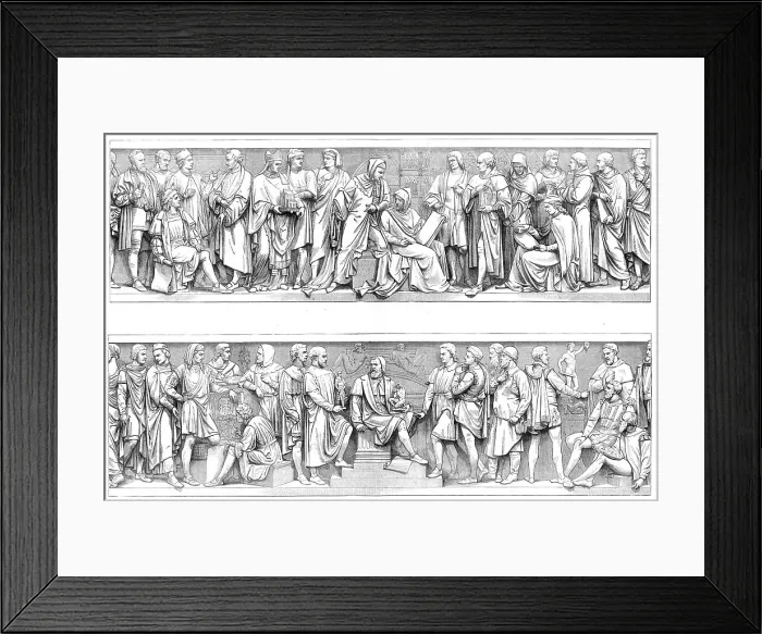 Framed Print : Prince Consort Memorial: sculptures around the base...South Front - Architects and Sculptors, 1872. Creator: Unknown Framed Print : Prince Consort Memorial: sculptures around the base...South Front - Architects and Sculptors, 1872. Creator: Unknown