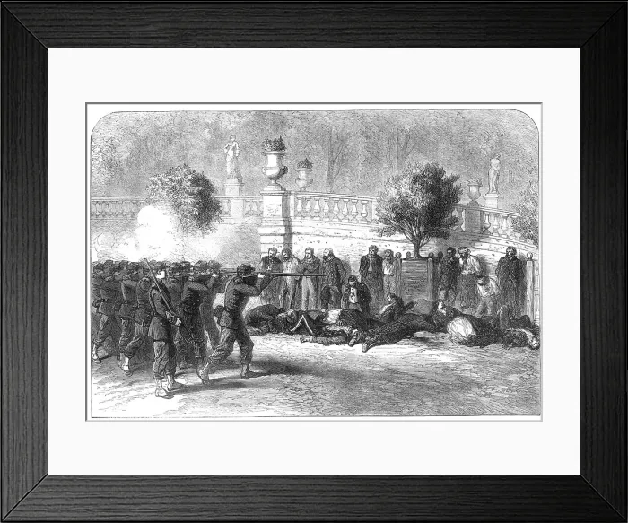 Framed Print : Shooting Communist prisoners in the Garden of the Luxembourg, 1871. Creator: Unknown