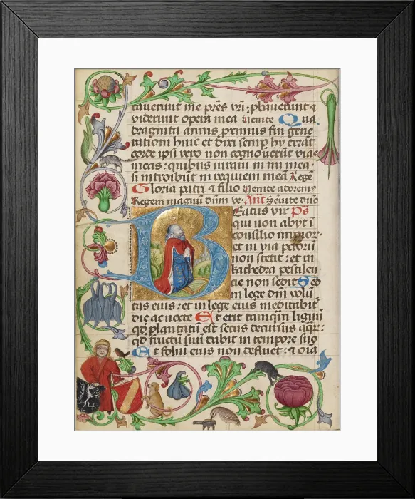 Framed Print : Initial B: David in Prayer; Diurnal, about 1485. Creator: Workshop of Ulrich Schreier Framed Print : Initial B: David in Prayer; Diurnal, about 1485. Creator: Workshop of Ulrich Schreier