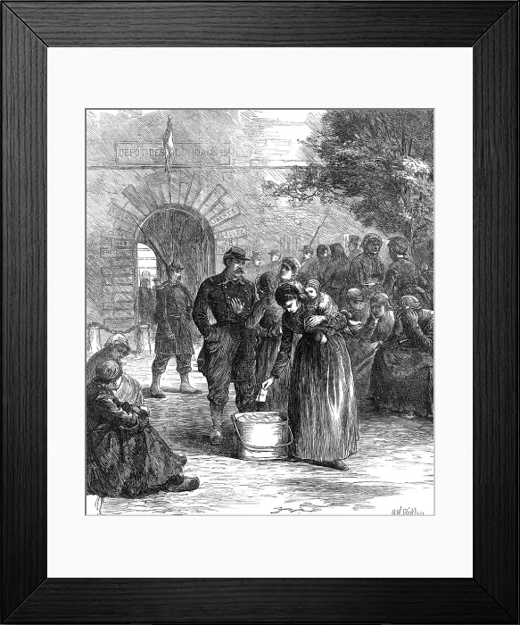 Framed Print : Outside the prison of La Roquette, Paris: letters for the prisoners, 1871. Creator: William Simpson Framed Print : Outside the prison of La Roquette, Paris: letters for the prisoners, 1871. Creator: William Simpson