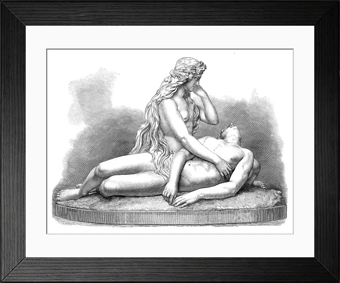Framed Print : The Siren and the Drowned Leander, by J. Durham, A.R.A. exhibition of the Royal Academy, 1872. Creator: Unknown Framed Print : The Siren and the Drowned Leander, by J. Durham, A.R.A. exhibition of the Royal Academy, 1872. Creator: Unknown