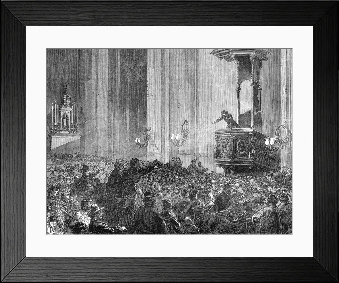 Framed Print : Communist club meeting in the Church of St. Eustache, Paris, 1871. Creator: C. R Framed Print : Communist club meeting in the Church of St. Eustache, Paris, 1871. Creator: C. R