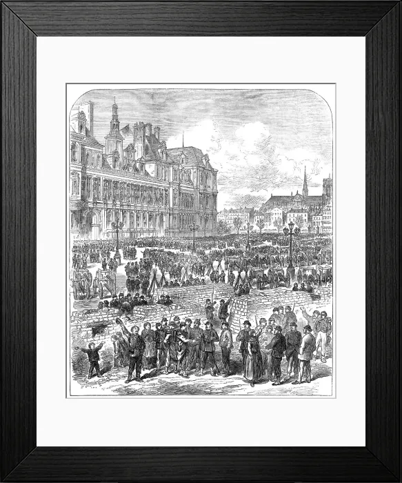 Framed Print : The Civil War in Paris: barricades in front of the Hotel de Ville, 1871. Creator: Unknown Framed Print : The Civil War in Paris: barricades in front of the Hotel de Ville, 1871. Creator: Unknown