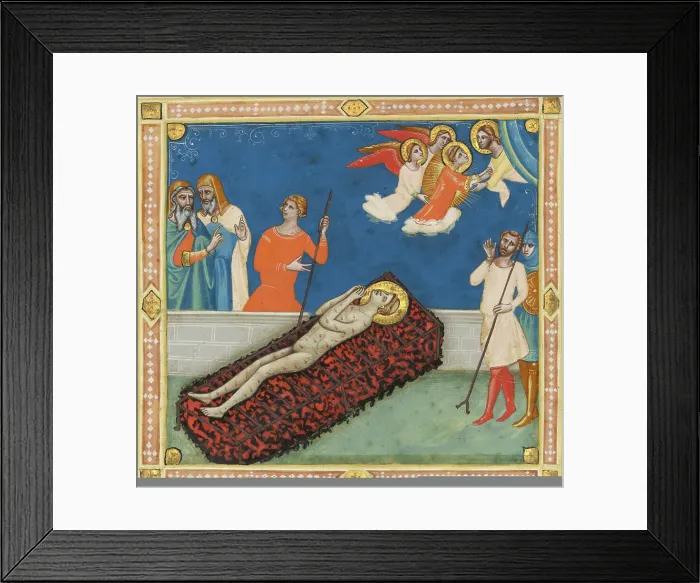 Framed Print : The Martyrdom of Saint Lawrence; Cutting from the Laudario of Sant'Agnese, about 1340. Creator: Pacino di Bonaguida Framed Print : The Martyrdom of Saint Lawrence; Cutting from the Laudario of Sant'Agnese, about 1340. Creator: Pacino di Bonaguida