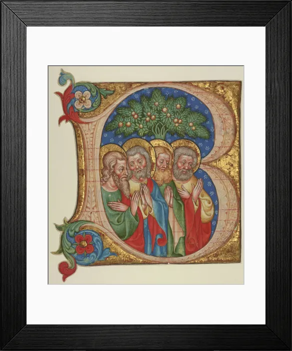 Framed Print : Initial B: Four Saints, about 1450. Creator: Olivetan Master Framed Print : Initial B: Four Saints, about 1450. Creator: Olivetan Master