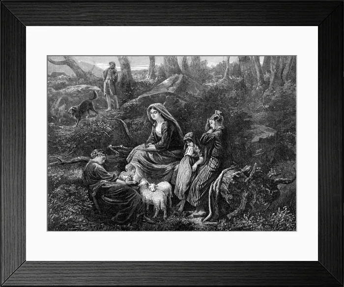 Framed Print : A Highland Pastoral, by P. R. Morris, in the exhibition of the Royal Academy, 1872. Creator: Unknown Framed Print : A Highland Pastoral, by P. R. Morris, in the exhibition of the Royal Academy, 1872. Creator: Unknown
