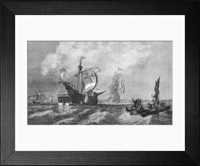 Framed Print : Drake Taking the Spanish Galleon Capitana...to Torbay, July 22, 1588, by O. W. Brierly, 1872. Creator: Unknown Framed Print : Drake Taking the Spanish Galleon Capitana...to Torbay, July 22, 1588, by O. W. Brierly, 1872. Creator: Unknown