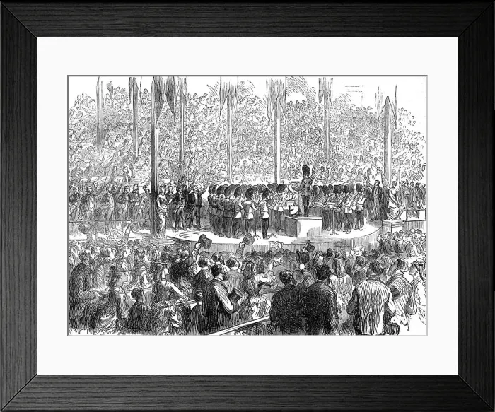 Framed Print : Musical Festival at Boston: band of the Grenadier Guards playing The Star-Spangled Banner, 1872. Creator: Unknown Framed Print : Musical Festival at Boston: band of the Grenadier Guards playing The Star-Spangled Banner, 1872. Creator: Unknown