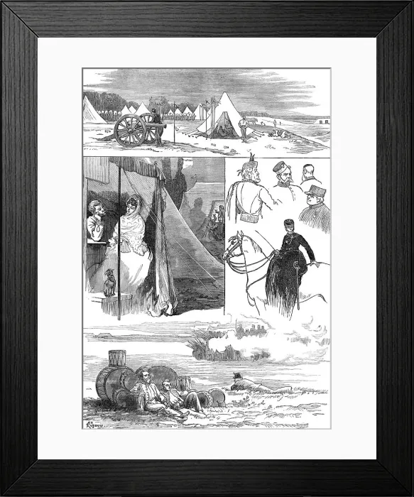 Framed Print : Sketches of the camp at Wimbledon, 1872. Creator: Unknown Framed Print : Sketches of the camp at Wimbledon, 1872. Creator: Unknown