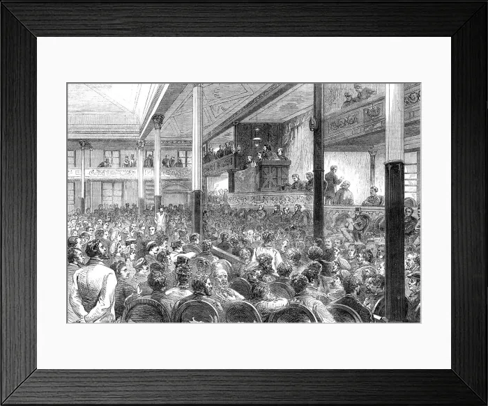 Framed Print : The Right of Meeting at Paris: M. Ducasse speaking at the Salle des Folies-Belleville, 1869. Creator: Unknown Framed Print : The Right of Meeting at Paris: M. Ducasse speaking at the Salle des Folies-Belleville, 1869. Creator: Unknown