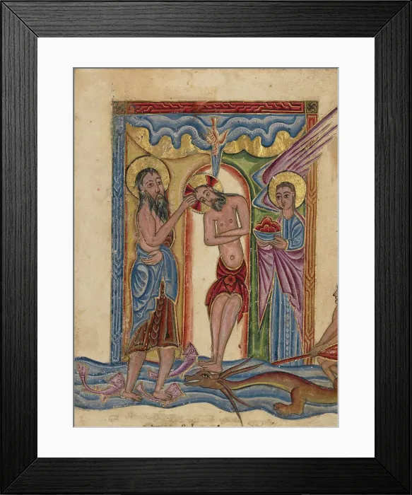 Framed Print : The Baptism of Christ; Gospel Book, 1615. Creator: Mesrop of Khizan Framed Print : The Baptism of Christ; Gospel Book, 1615. Creator: Mesrop of Khizan