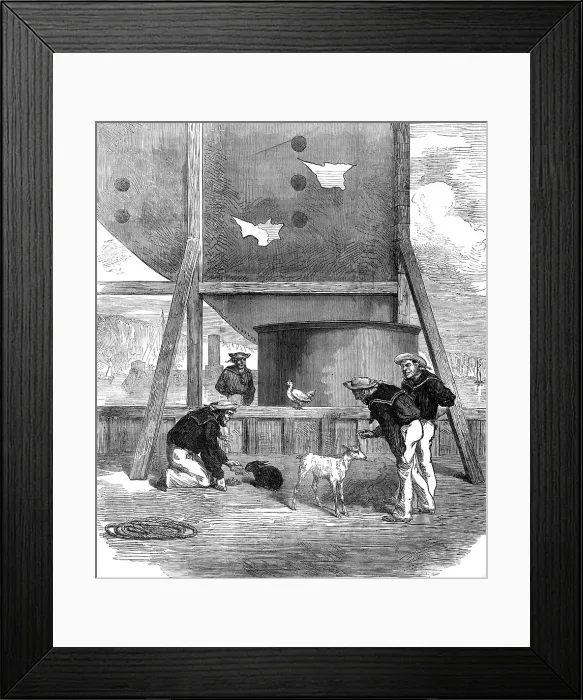 Framed Print : The three occupants of the turret of H.M.S. Glatton when fired at, 1872. Creator: Unknown Framed Print : The three occupants of the turret of H.M.S. Glatton when fired at, 1872. Creator: Unknown