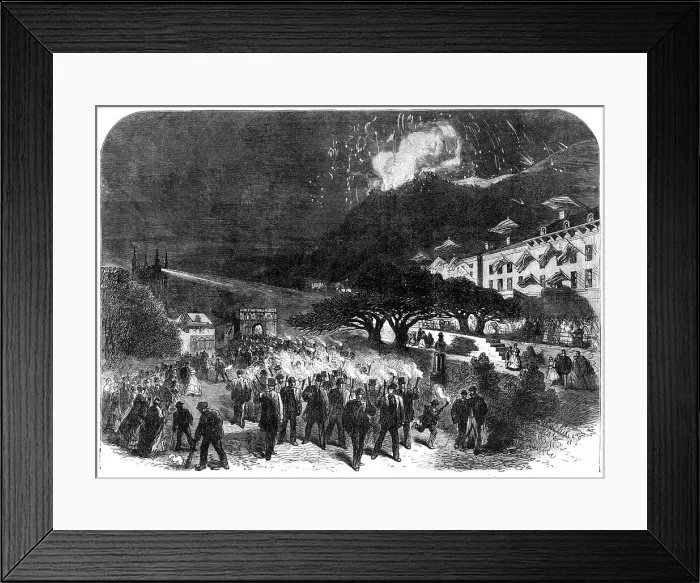 Framed Print : Rejoicings at Great Malvern, in honour of the marriage of Earl Beauchamp, 1868. Creator: Unknown Framed Print : Rejoicings at Great Malvern, in honour of the marriage of Earl Beauchamp, 1868. Creator: Unknown