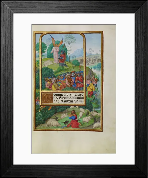 Framed Print : Scenes from the Life of Gideon and Moses and the Burning Bush; Spinola Hours, about 1510-1520. Creator: Master of James IV of Scotland Framed Print : Scenes from the Life of Gideon and Moses and the Burning Bush; Spinola Hours, about 1510-1520. Creator: Master of James IV of Scotland