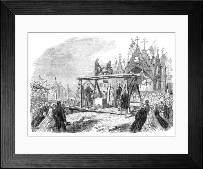 Framed Print : Laying the foundation-stone of an English church at Stutgard, in Wirtemberg, 1864. Creator: Unknown Framed Print : Laying the foundation-stone of an English church at Stutgard, in Wirtemberg, 1864. Creator: Unknown