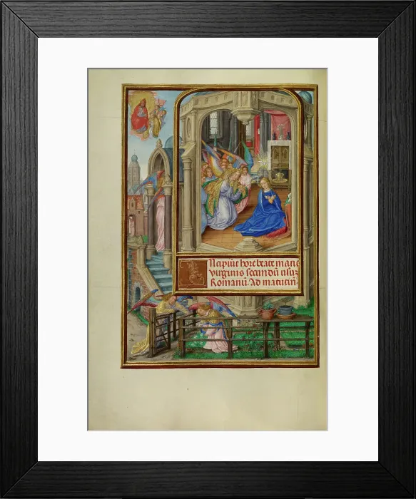 Framed Print : The Annunciation; Spinola Hours, about 1510-1520. Creator: Master of James IV of Scotland