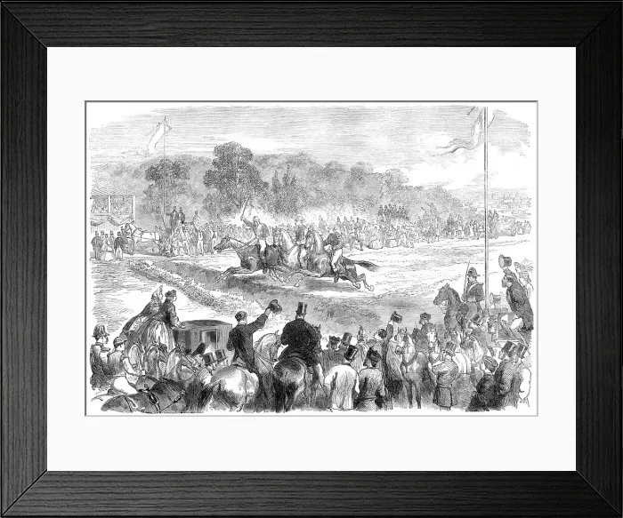 Framed Print : Steeplechase with gentlemen riders at Madrid, 1864. Creator: Unknown Framed Print : Steeplechase with gentlemen riders at Madrid, 1864. Creator: Unknown