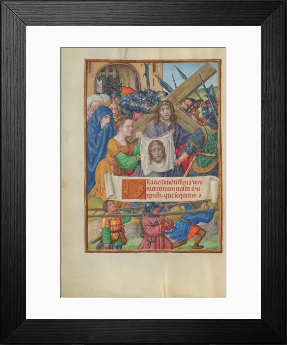 Framed Print : The Way to Calvary and Saint Veronica with the Sudarium; Spinola Hours, about 1510-1520. Creator: Master of James IV of Scotland Framed Print : The Way to Calvary and Saint Veronica with the Sudarium; Spinola Hours, about 1510-1520. Creator: Master of James IV of Scotland