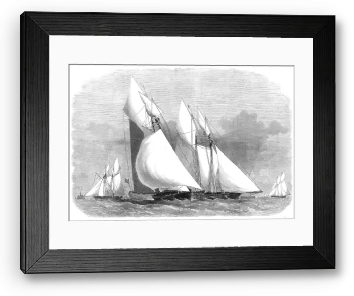 Framed Print : The new Thames Yacht Club schooner-match: rounding the Mouse Light-ship, 1871. Creator: Unknown Framed Print : The new Thames Yacht Club schooner-match: rounding the Mouse Light-ship, 1871. Creator: Unknown