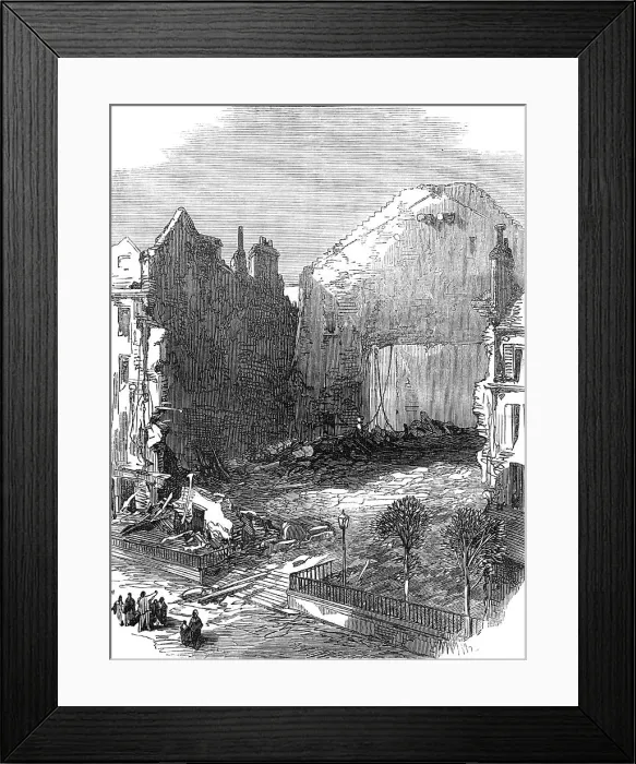 Framed Print : The Ruins of Paris: the Theatre of the Porte St. Martin, 1871. Creator: Unknown Framed Print : The Ruins of Paris: the Theatre of the Porte St. Martin, 1871. Creator: Unknown