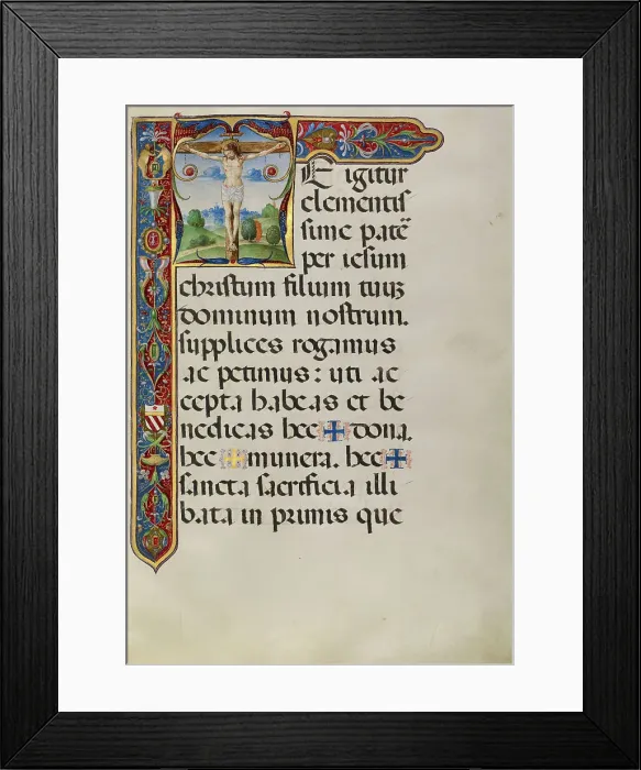 Framed Print : Initial T: The Crucifixion, about 1520. Creator: Matteo da Milano Framed Print : Initial T: The Crucifixion, about 1520. Creator: Matteo da Milano