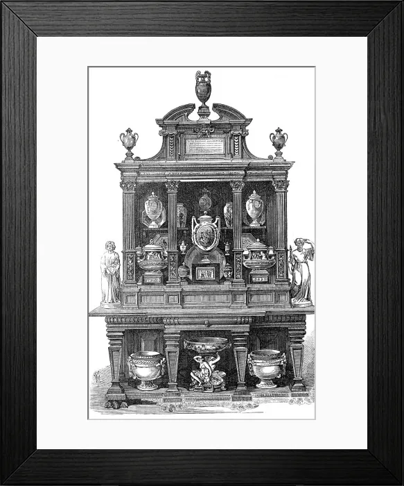 Framed Print : Cabinet and porcelain given to the Right Hon. John Bright, M.P. 1872. Creator: Unknown Framed Print : Cabinet and porcelain given to the Right Hon. John Bright, M.P. 1872. Creator: Unknown